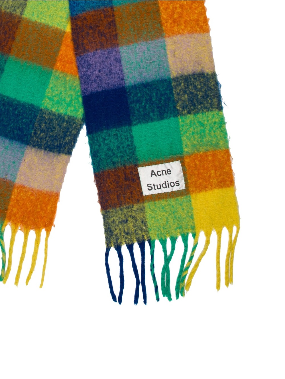 Acne Studios Multicolor Plaid Fringe Scarf